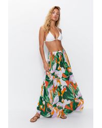 Warehouse - Tropical Tiered Maxi Beach Skirt - Lyst