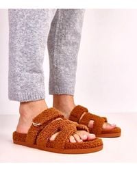 Love Lace - Open Front Faux Fur Slippers With Cushioned Indoor Sole - Lyst