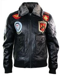 TruClothing - Leather Aviator Pilot Bomber Jacket - Lyst