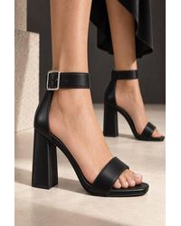 LARANGE - Pu Leather Block Heels Party Wedding Prom Sandals Wide Fit - Lyst