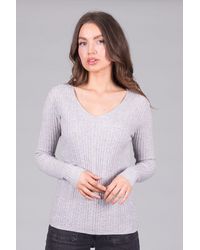Solo - Ribbed V-Neck Jumper - Lyst