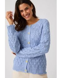 DAMART - Lightweight 100% Cotton Pointelle Knit Long Sleeved Cardigan - Lyst