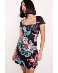 Nasty Gal - Floral Print Satin Cap Sleeve Mini Dress - Lyst