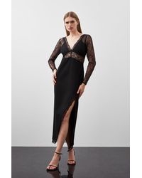 Karen Millen - Lace And Ponte Jersey Maxi Dress - Lyst
