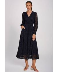 Jolie Moi - Long Sleeve Printed Lace Maxi Dress - Lyst
