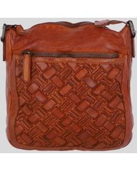 Ashwood Leather - Leather Woven Design Crossbody Bag With Multiple Zip Pockets - Lyst