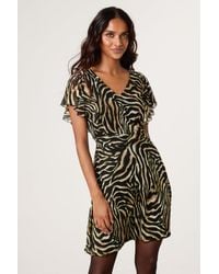 Blue Vanilla - Short Sleeve Belted V-Neck Mini Dress - Lyst