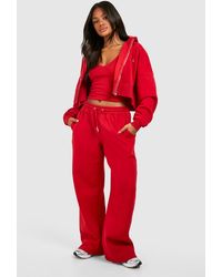 Boohoo - Ribbed V Neck Top 3 Piece Hooded Tracksuit - Lyst