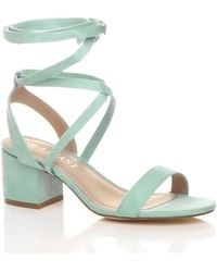 AJVANI - Mid Block Heel Tie Up Sandals - Lyst