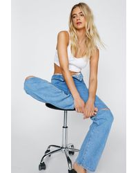 Nasty Gal - Organic Busted Knee Wide Leg Jeans - Lyst