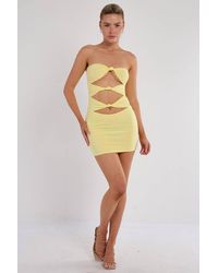 Stylewise - Cut Out Knot Front Bandeau Mini Dress - Lyst