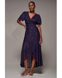 Jolie Moi - Angel Sleeve Mesh Frill Wrap Maxi Dress - Lyst