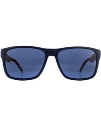 Tommy Hilfiger - Rectangle Black Red White Blue Avio Sunglasses - Lyst