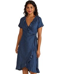 yumi frill wrap denim dress