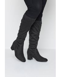 Yours - Wide & Extra Wide Fit Faux Suede Stretch Back Knee High Boots - Lyst