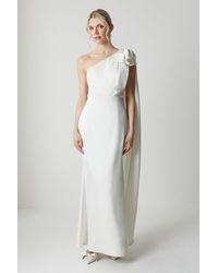 Coast - Bow And Drape Detail One Shoulder Satin Bridal Dress - Lyst