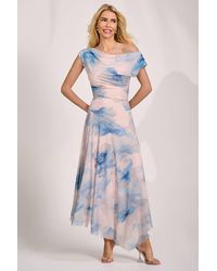 Jolie Moi - Asymmetric Draped Mesh Maxi Dress - Lyst