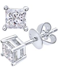 Jewelco London - 18ct White Gold Princess 3/4ct Diamond Solitaire Stud Earrings - Pe0axl4422w18jpk - Lyst