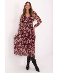 Love Lace - Floral Wrap Long Sleeve Midi Dress With Pleats - Lyst