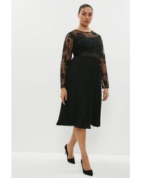 Coast - Plus Size Embroidered Pleated Skirt Midi Dress - Lyst