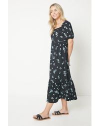 Dorothy Perkins - Petite Floral Square Neck Tiered Midi Dress - Lyst