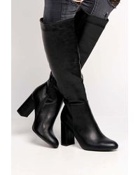 Miss Diva - Geena Knee High Block Heel Boots - Lyst