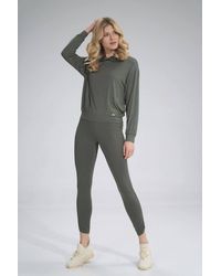 Love Lace - Long Creased Leg Leggings With Wide Waistband - Lyst