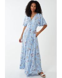 Blue Vanilla - Kimono Sleeve Button Through Maxi Dress - Lyst