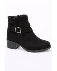 Spot on - Buckle Detail Ankle Boot With Stacked Heel - Lyst