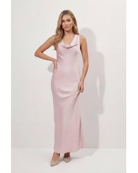 MissPap - Premium Satin Cowl Neck Fishtail Maxi Dress - Lyst