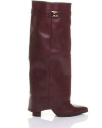 AJVANI - High Block Heel Pointed Toe Fold Over Knee Boots - Lyst
