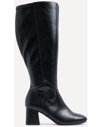 Linzi - Fable Wide Fit Faux Leather Knee High Block Heeled Boot - Lyst