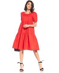 Love Lace - Midi Dress Boat Neck Short Sleeves - Lyst