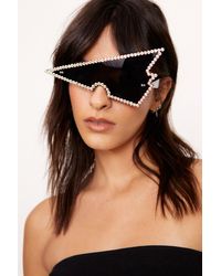 Nasty Gal - Oversized Lighting Bolt Embellished Sunglasses - Lyst