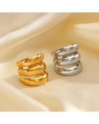 The Colourful Aura - Chunky Triple Dome Adjustable Stacked Wide Band Ring - Lyst