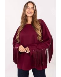 Love Lace - Casual Fringe Stud Viscose Polyester Sweatshirt - Lyst