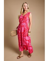 Dorothy Perkins - Tropical Sleeveless Drawstring Waist Tiered Maxi Dress - Lyst