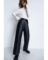 Warehouse - Real Leather 5 Pocket Wide Leg Trouser - Lyst