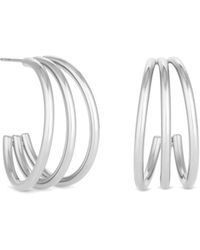 Mood - Stainless Steel Polished Medium Hoop Earrings - Lyst