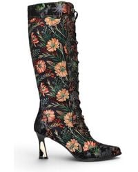 Infinity Leather - Victorian Floral Leather Knee-High Heeled Boots - Lyst