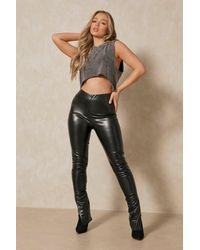 MissPap - Leather Look Ankle Side Split Trousers - Lyst