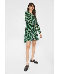 Warehouse - Mini Dress With Knot Front In Floral - Lyst