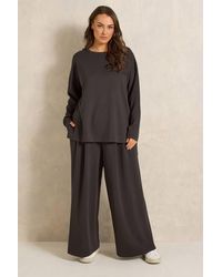 Evans - Long Sleeve & Wide Leg Trousers Set - Lyst