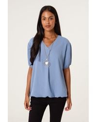Blue Vanilla - Short Sleeve V-Neck Top - Lyst