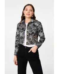 Izabel London - Tropical Print Textured Cropped Jacket - Lyst