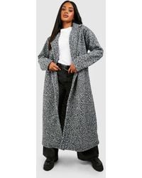 Boohoo - Textured Wool Look Belted Coat - Lyst