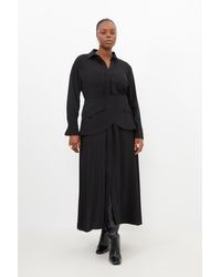 Karen Millen - Plus Size Soft Tailored Belted Maxi Shirt Dress - Lyst