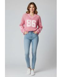 Stylewise - Fishnet Knitted V-Neck Jumper - Lyst