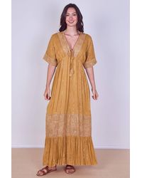 ELAINA FASHION - Boho Sequin Swirl Embroidered Maxi Dress - Lyst