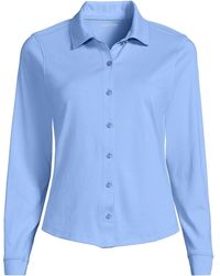 Lands' End - Long Sleeve Supima Cotton Buttonfront Top - Lyst